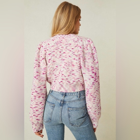 LoveShackFancy - Avignon Hand Painted Crop Cardigan | Berry Medley M - Picture 7 of 7